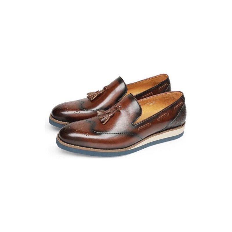 Herenloafers Brogue-instaploafers Met Reliëf - Koffie