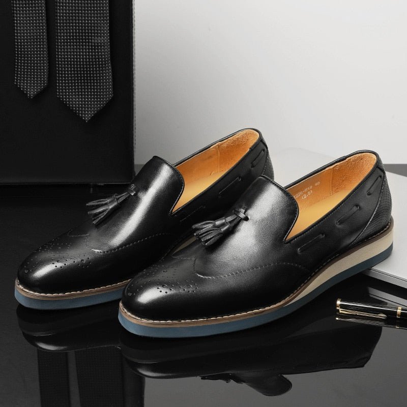 Herenloafers Brogue-instaploafers Met Reliëf - Zwart