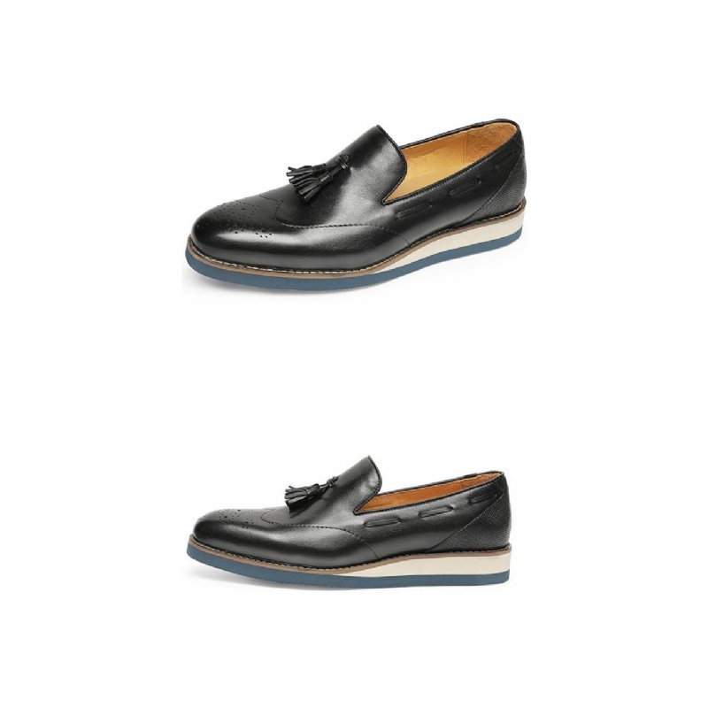 Herenloafers Brogue-instaploafers Met Reliëf - Zwart