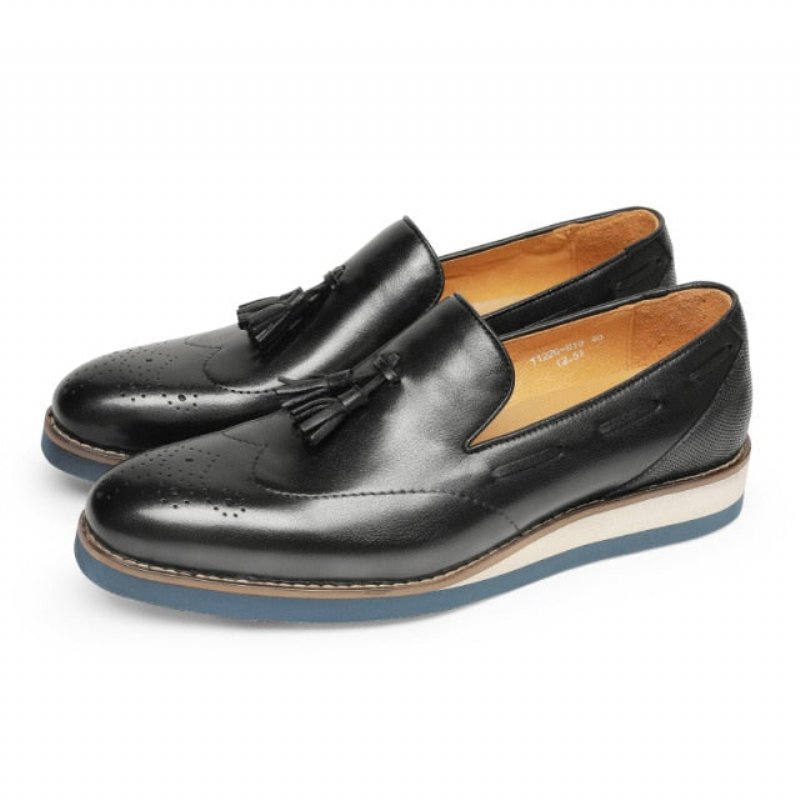 Herenloafers Brogue-instaploafers Met Reliëf - Zwart