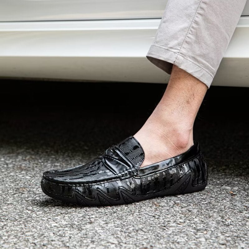 Herenloafers Croc-patroon Elegante Instaploafers - Zwart