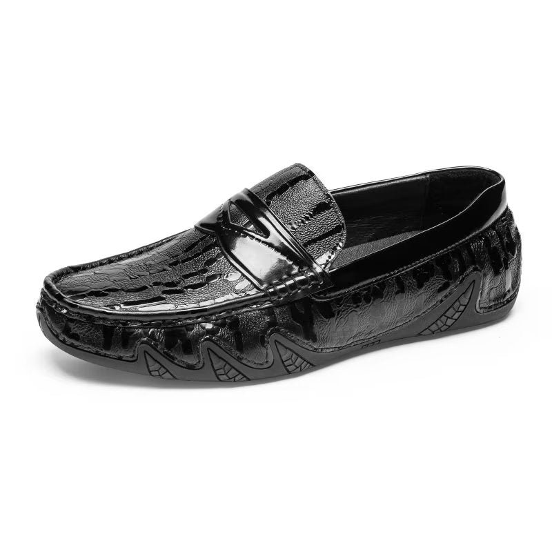 Herenloafers Croc-patroon Elegante Instaploafers - Zwart