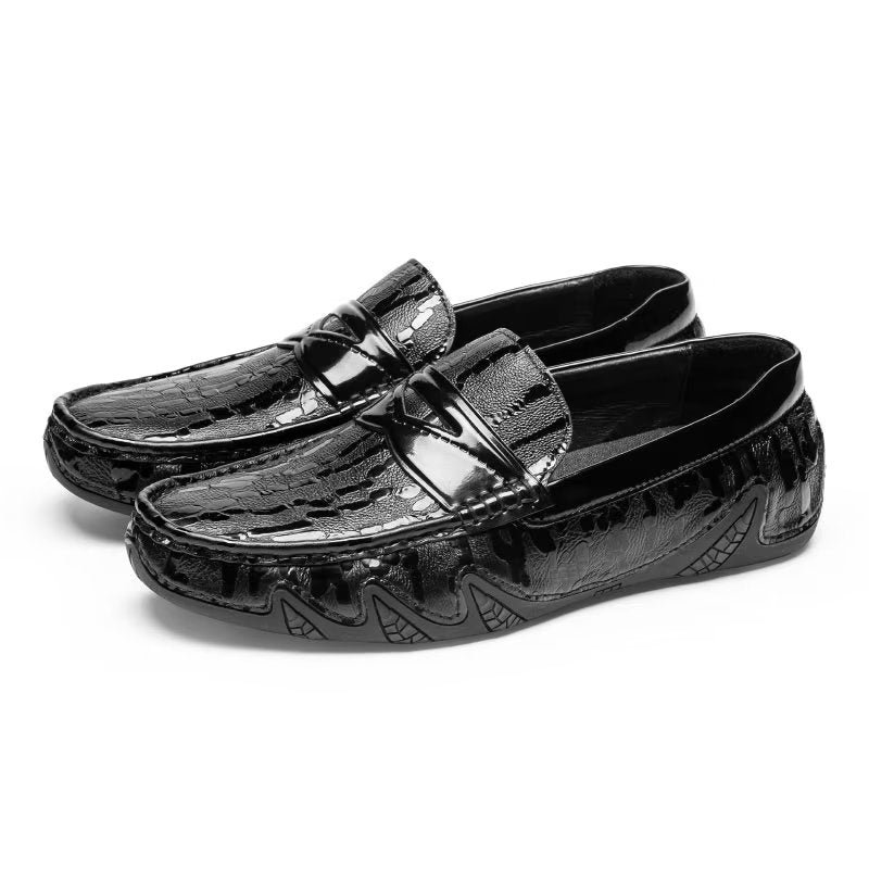 Herenloafers Croc-patroon Elegante Instaploafers - Zwart