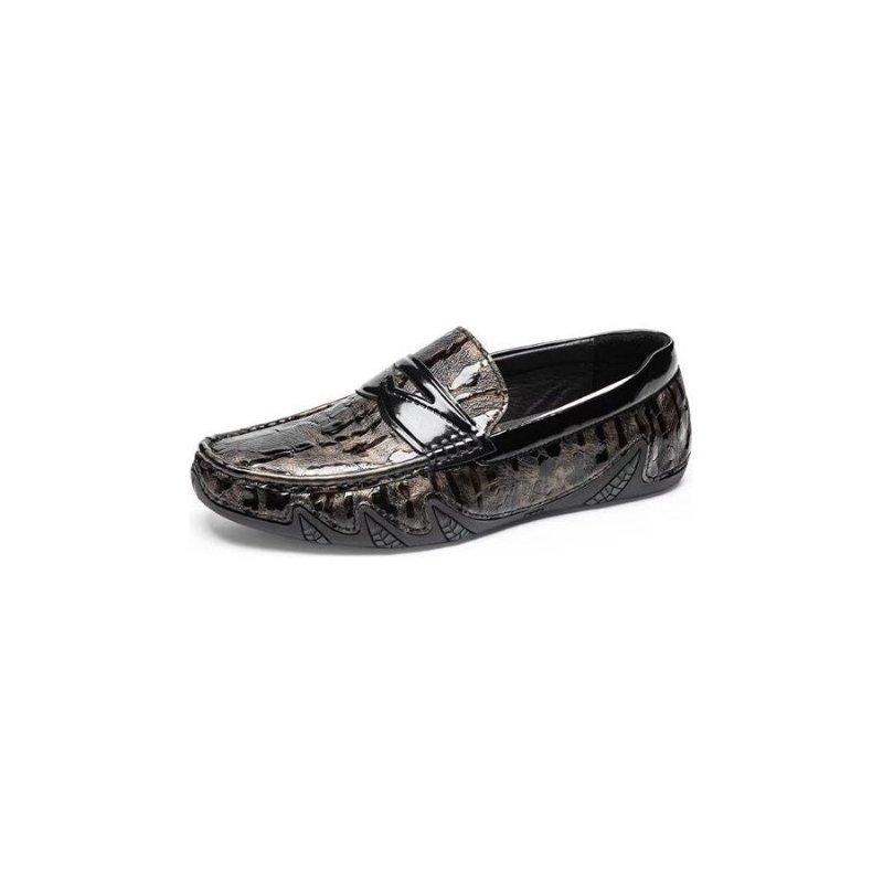 Herenloafers Croc-patroon Elegante Instaploafers - Koffie