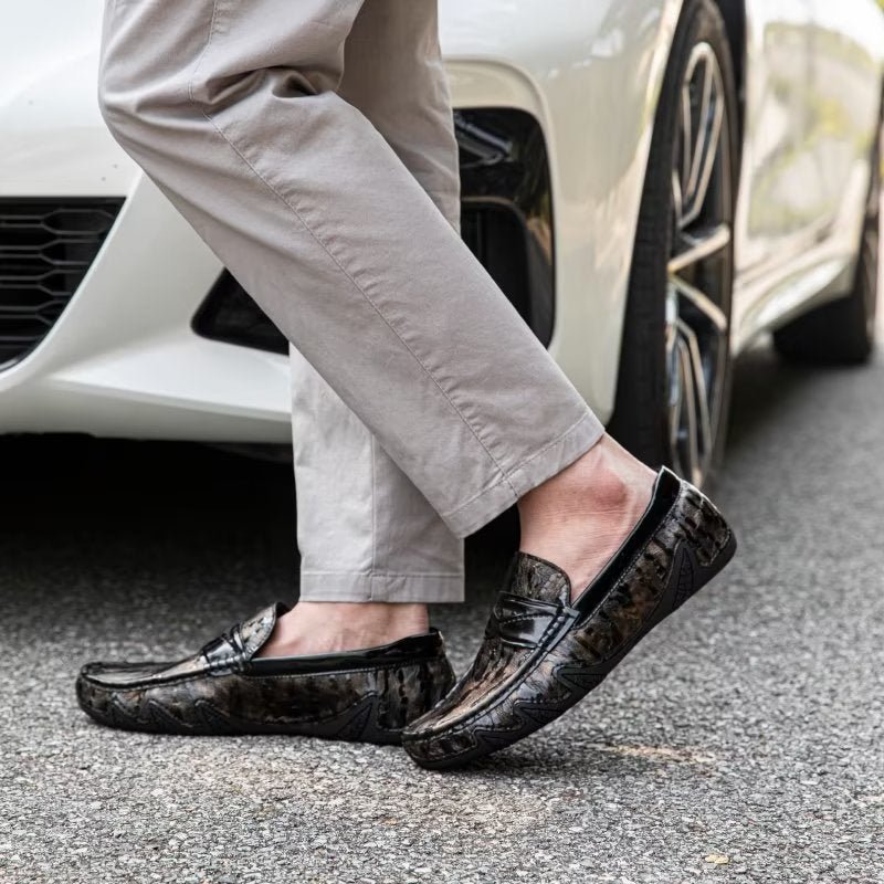 Herenloafers Croc-patroon Elegante Instaploafers - Koffie