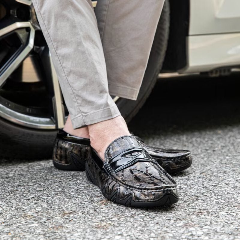 Herenloafers Croc-patroon Elegante Instaploafers - Koffie