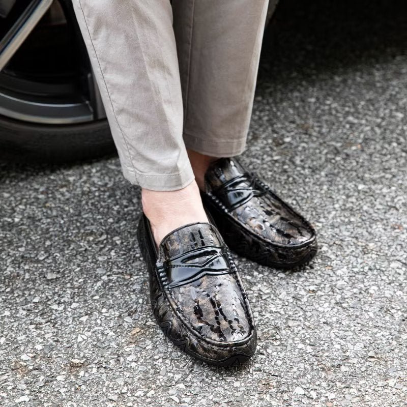 Herenloafers Croc-patroon Elegante Instaploafers - Koffie