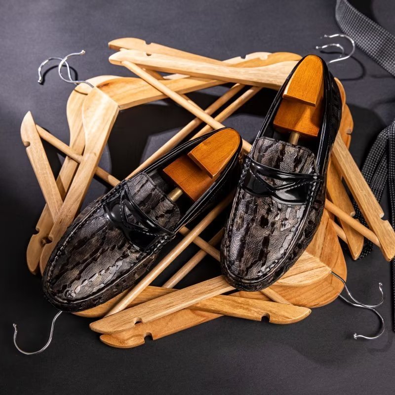 Herenloafers Croc-patroon Elegante Instaploafers - Koffie