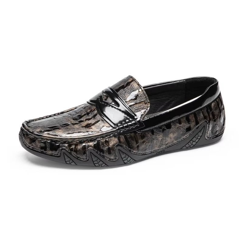 Herenloafers Croc-patroon Elegante Instaploafers - Koffie