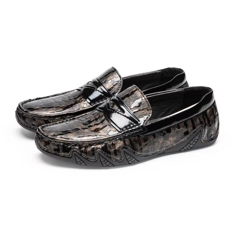 Herenloafers Croc-patroon Elegante Instaploafers - Koffie