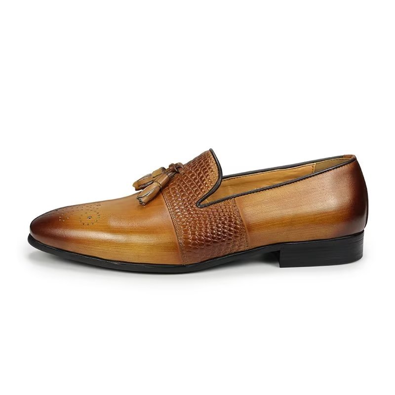 Herenloafers Croc-patroon Luxe Instaploafers - Bruin