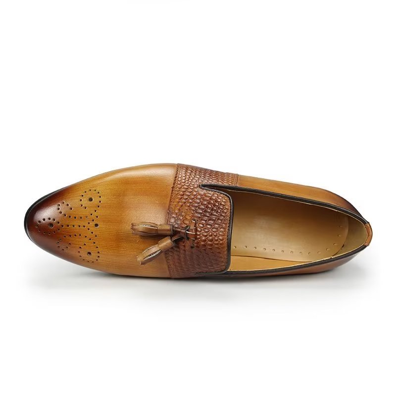 Herenloafers Croc-patroon Luxe Instaploafers - Bruin