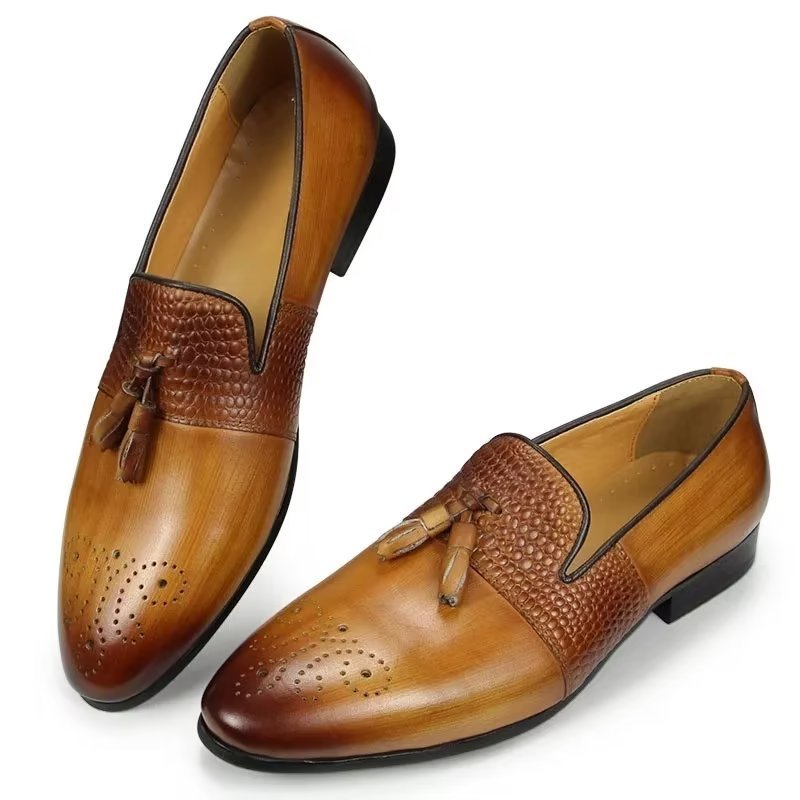 Herenloafers Croc-patroon Luxe Instaploafers - Bruin