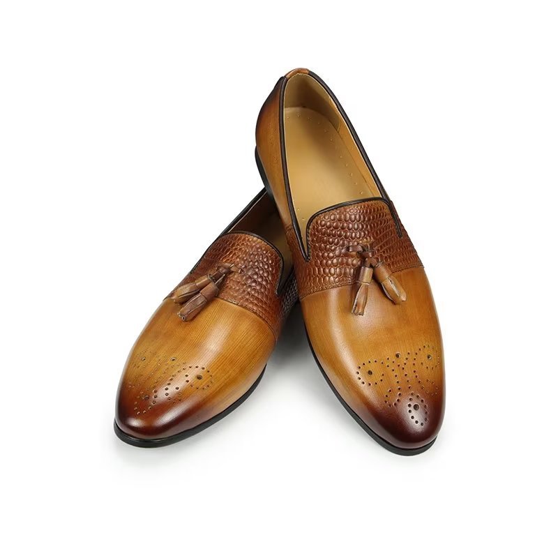 Herenloafers Croc-patroon Luxe Instaploafers - Bruin