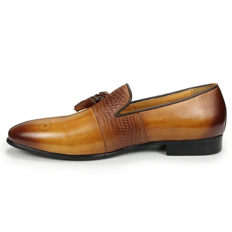 Herenloafers Croc-patroon Luxe Instaploafers - Bruin