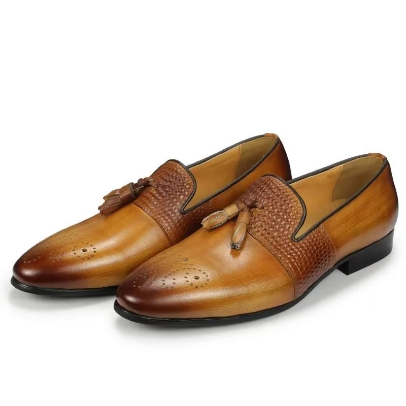 Herenloafers Croc-patroon Luxe Instaploafers - Bruin