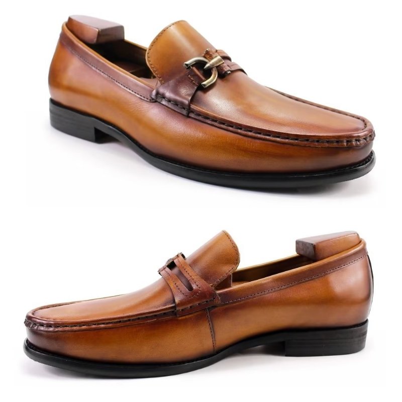 Herenloafers Elegante Lederen Instapbrogueschoenen - Bruin