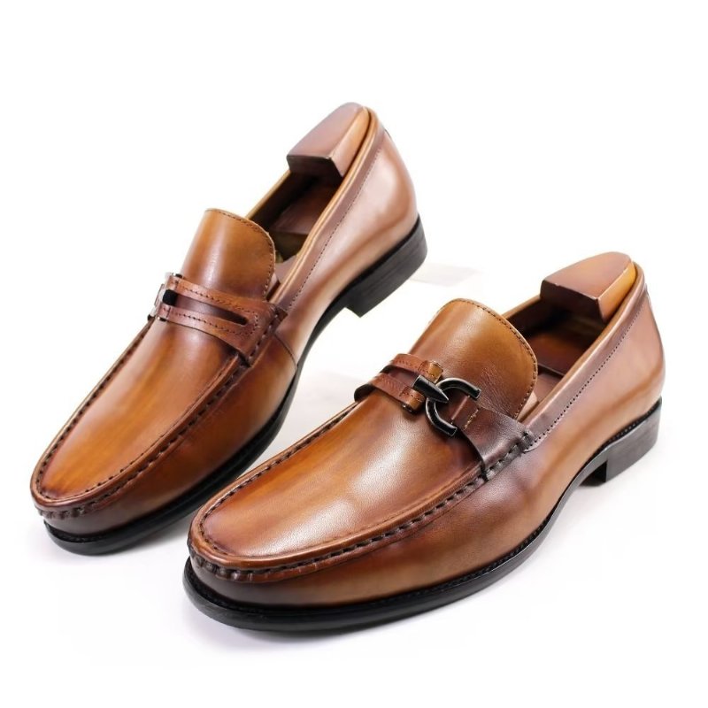 Herenloafers Elegante Lederen Instapbrogueschoenen - Bruin