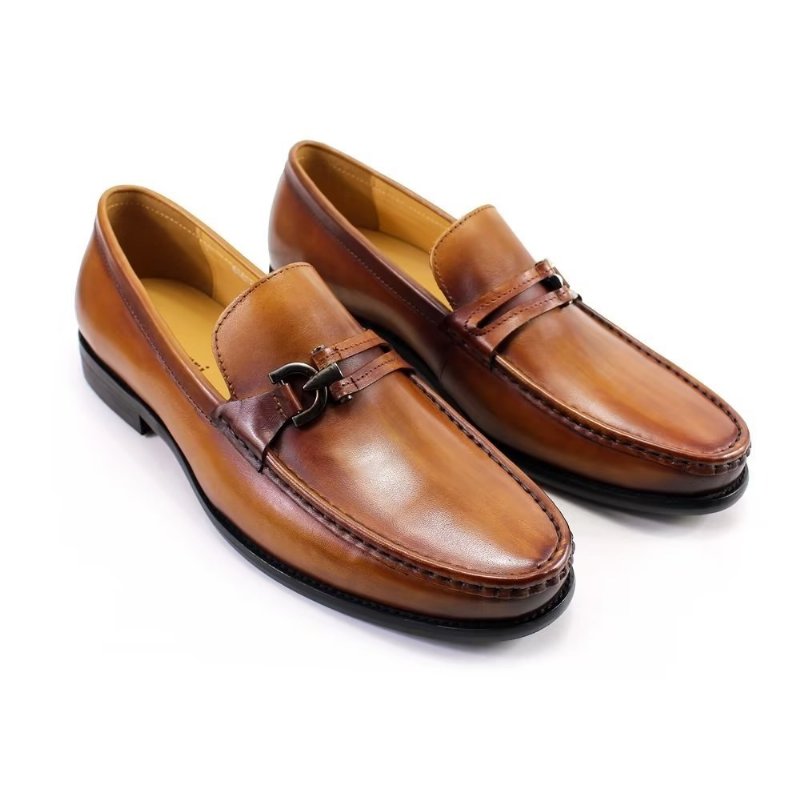 Herenloafers Elegante Lederen Instapbrogueschoenen - Bruin