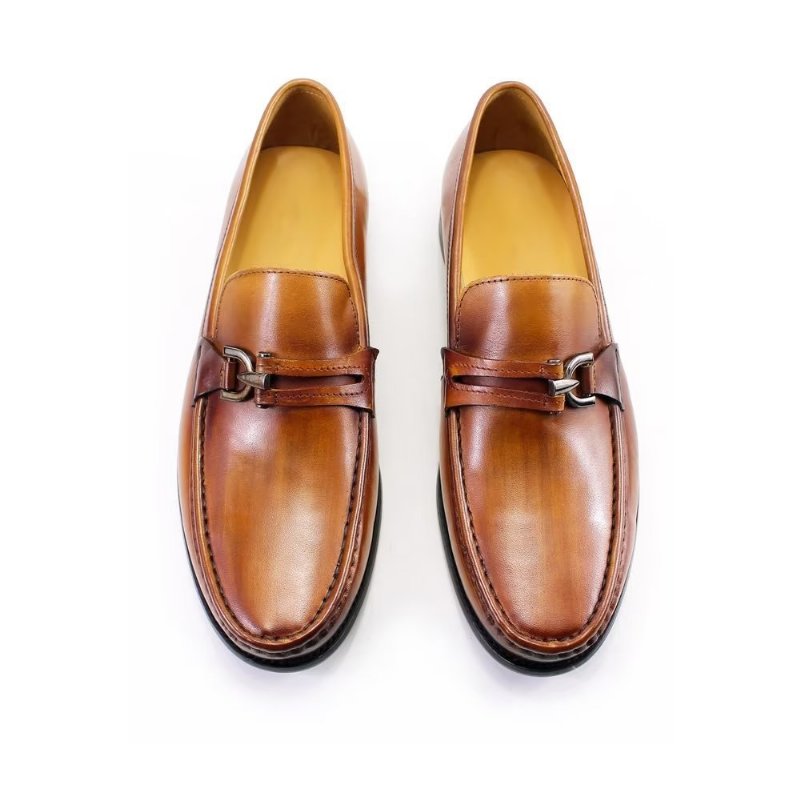 Herenloafers Elegante Lederen Instapbrogueschoenen - Bruin