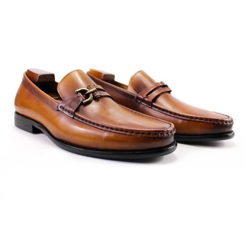 Herenloafers Elegante Lederen Instapbrogueschoenen - Bruin