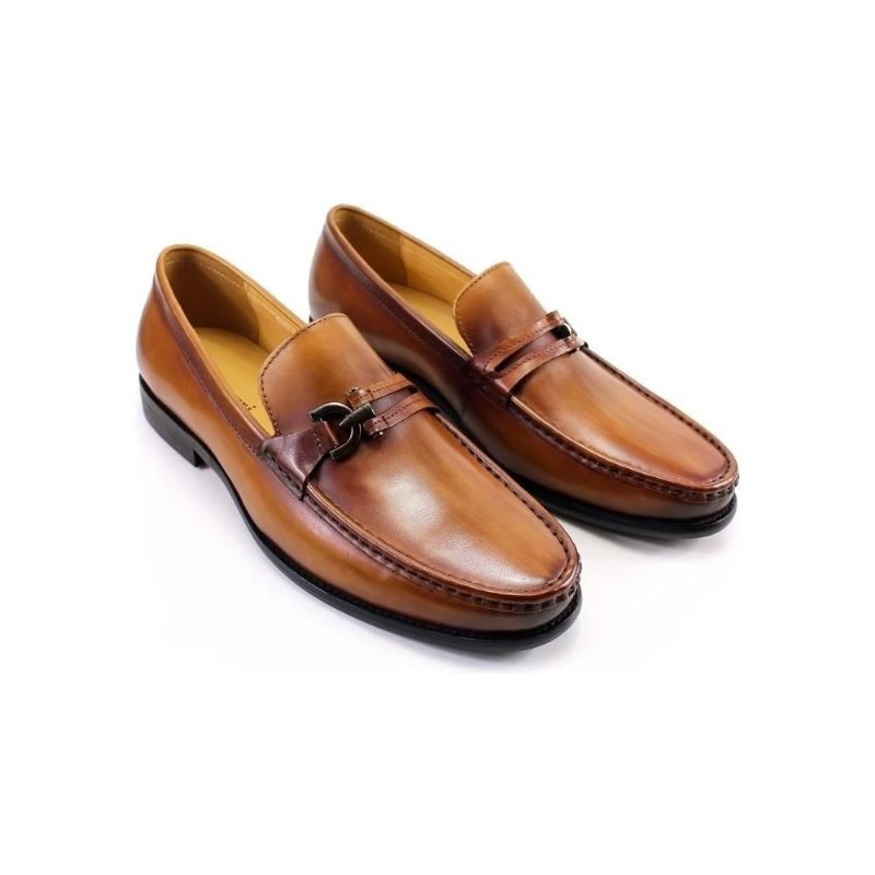 Herenloafers Elegante Lederen Instapbrogueschoenen - Bruin