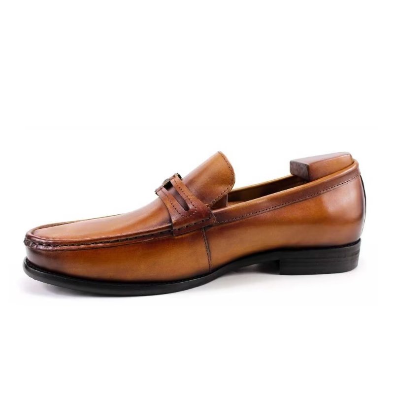 Herenloafers Elegante Lederen Instapbrogueschoenen - Bruin