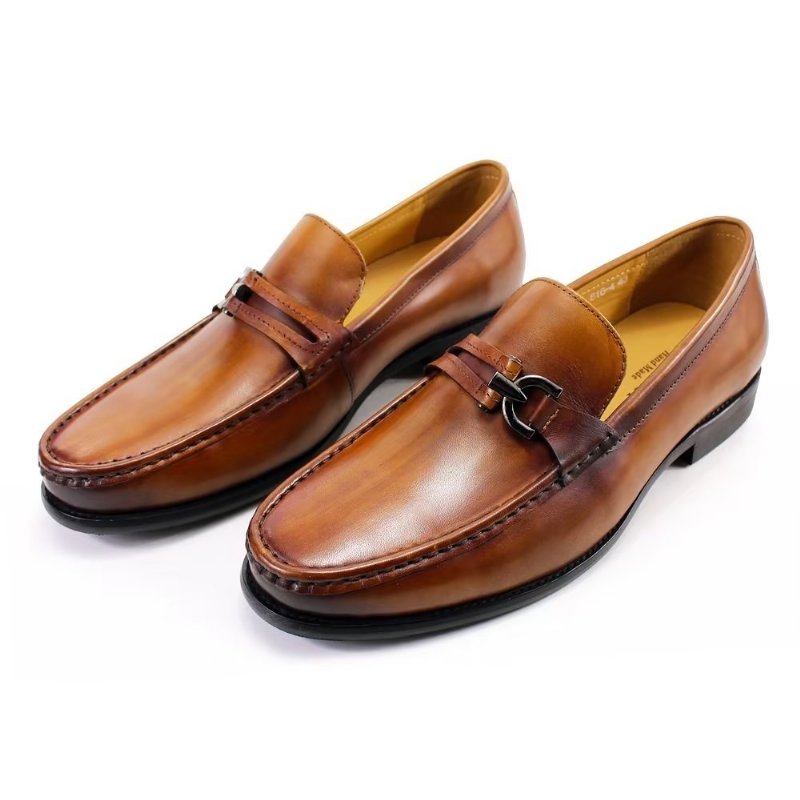 Herenloafers Elegante Lederen Instapbrogueschoenen - Bruin