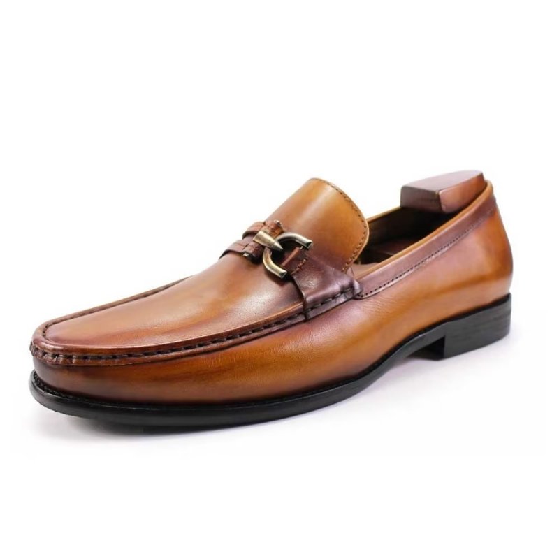 Herenloafers Elegante Lederen Instapbrogueschoenen - Bruin