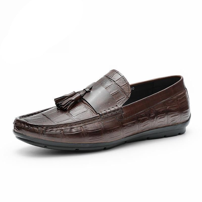 Herenloafers Leren Derbyloafers Stijlvolle Alligatortextuur