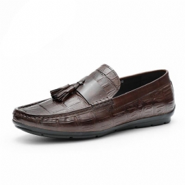 Herenloafers Leren Derbyloafers Stijlvolle Alligatortextuur