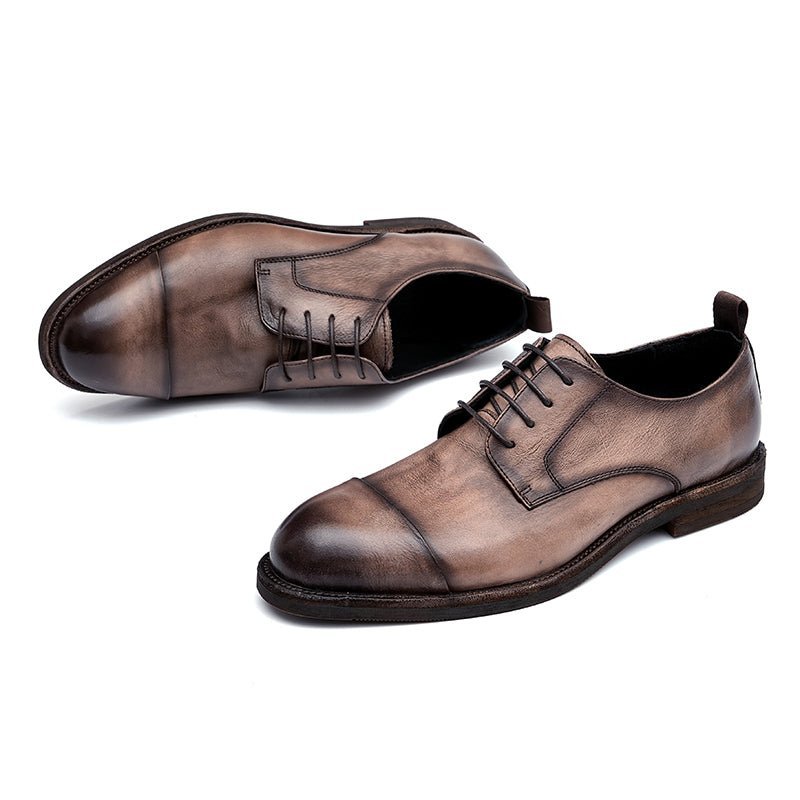 Herenloafers Leren Elegante Derbyschoenen - Kameel