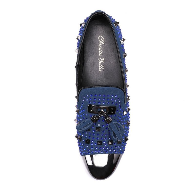 Herenloafers Loafers Met Klinknageldetail - Blauw