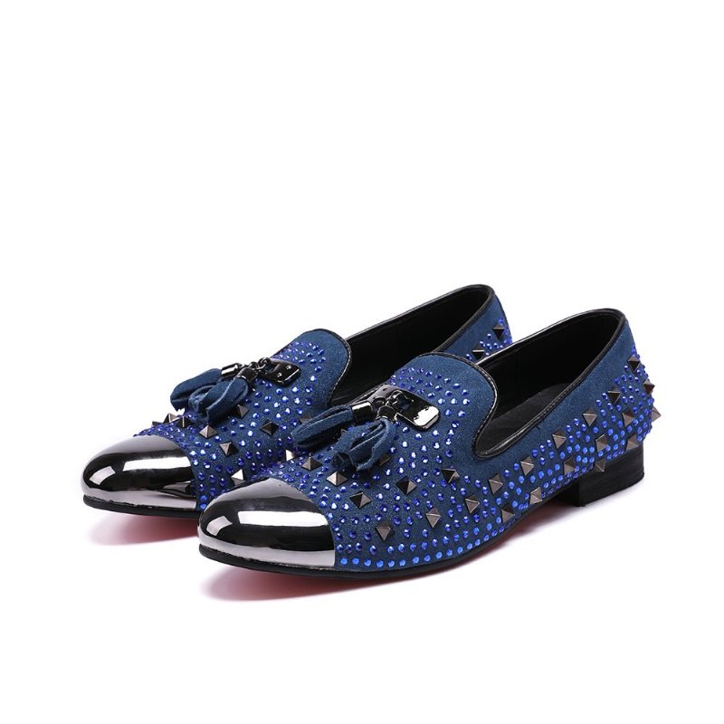 Herenloafers Loafers Met Klinknageldetail - Blauw