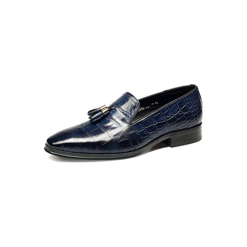 Herenloafers Luxe Alligator-slip-on-loafers Met Kwastjes - Blauw