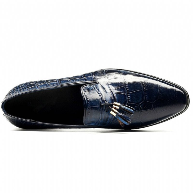 Herenloafers Luxe Alligator-slip-on-loafers Met Kwastjes - Blauw