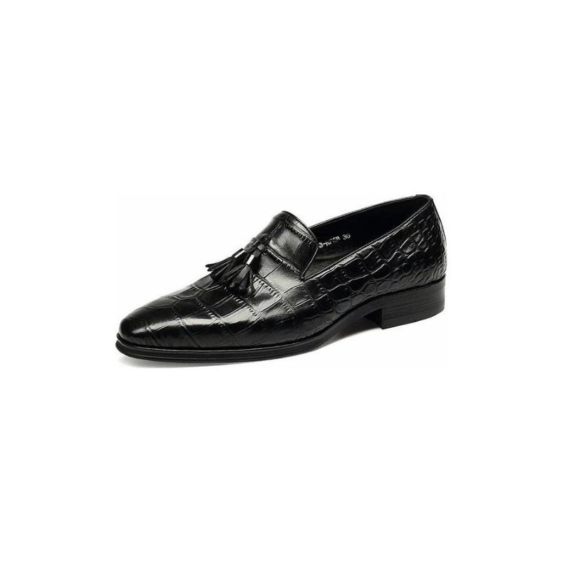 Herenloafers Luxe Alligator-slip-on-loafers Met Kwastjes - Zwart