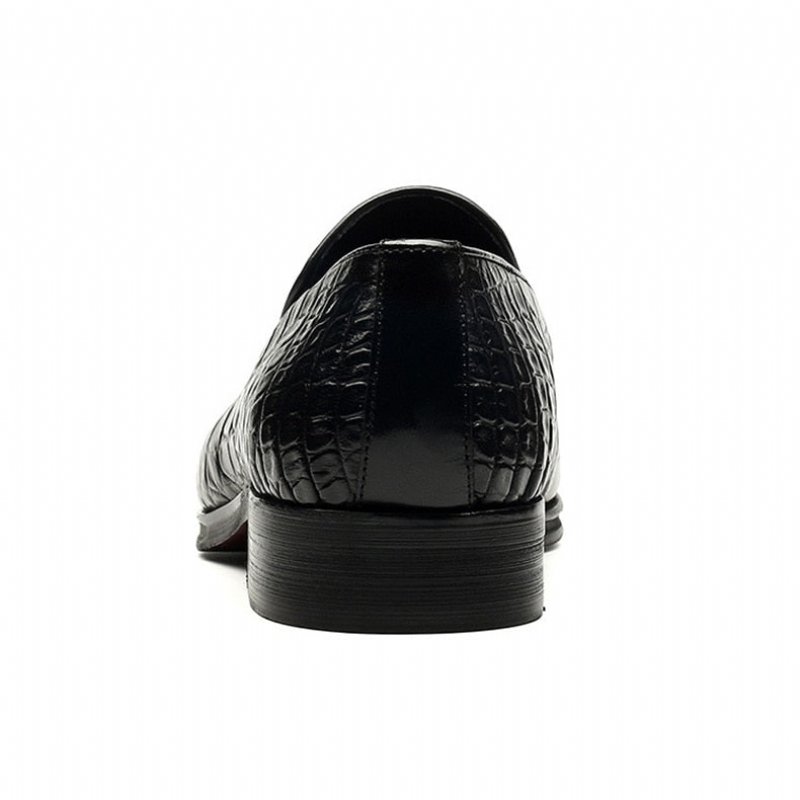 Herenloafers Luxe Alligator-slip-on-loafers Met Kwastjes - Zwart