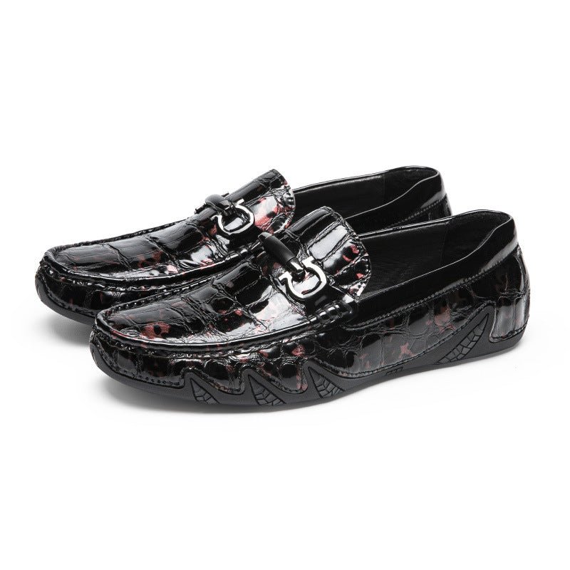 Herenloafers Luxe Crocmoc Lederen Loafers Met Krokodillenmotief - Bordeauxrood