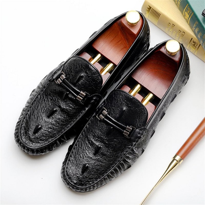 Herenloafers Luxe Croctex Lederen Brogueloafers - Zwart