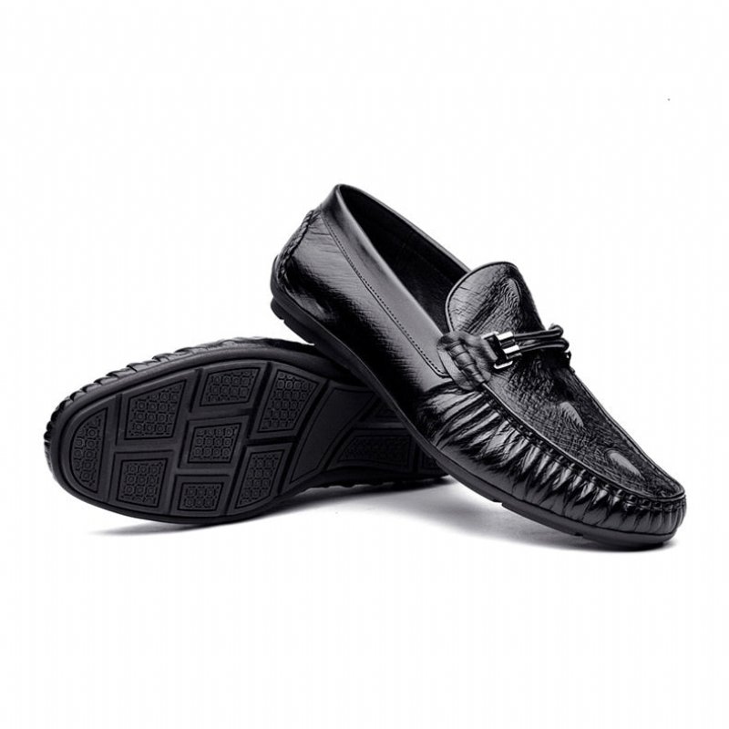 Herenloafers Luxe Croctex Lederen Brogueloafers - Zwart