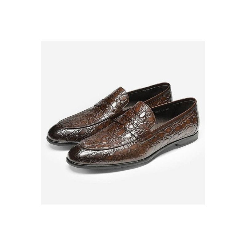 Herenloafers Luxe Croctex Zomerslip-on Loafers - Koffie