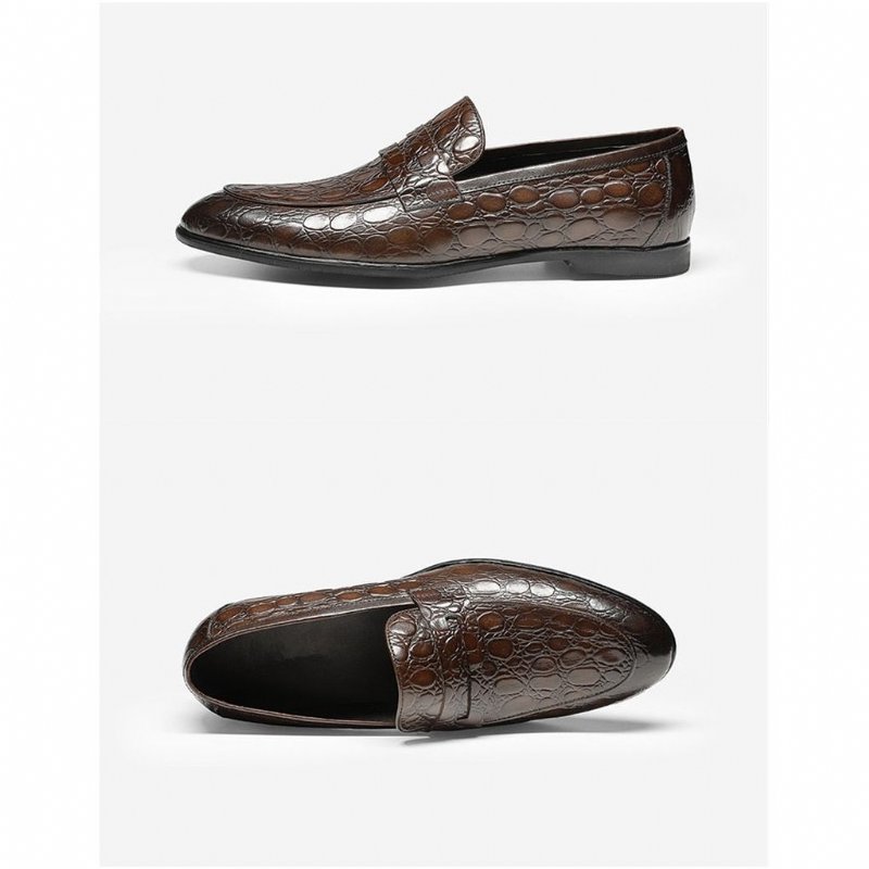 Herenloafers Luxe Croctex Zomerslip-on Loafers - Koffie