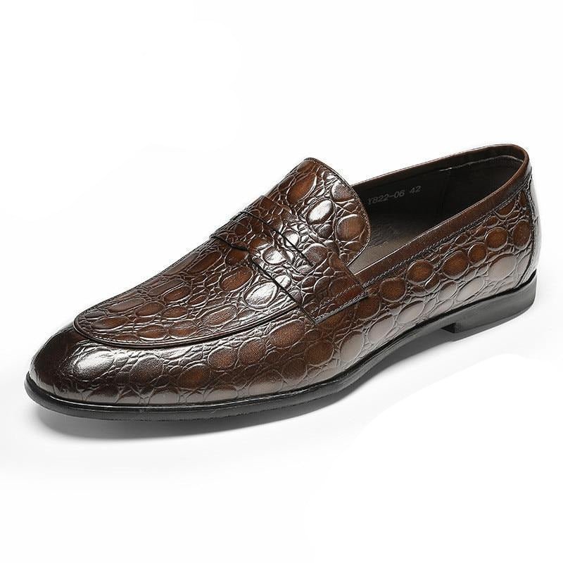 Herenloafers Luxe Croctex Zomerslip-on Loafers - Koffie