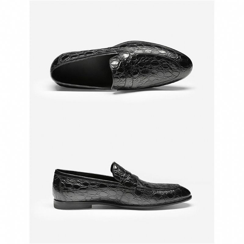 Herenloafers Luxe Croctex Zomerslip-on Loafers - Zwart