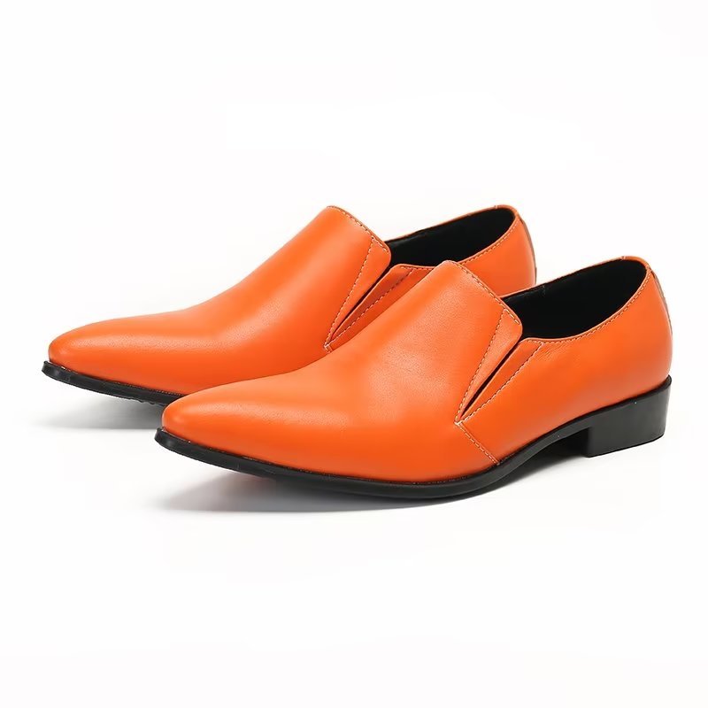 Herenloafers Luxe Glad Leer Elegante Instappers - Oranje