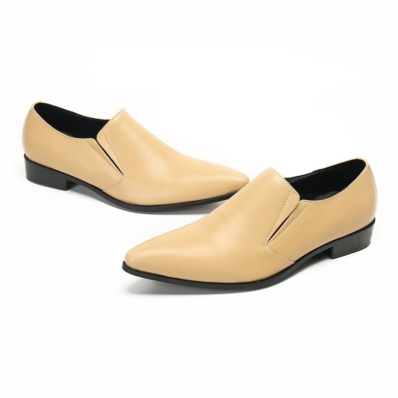 Herenloafers Luxe Glad Leer Elegante Instappers - Beige