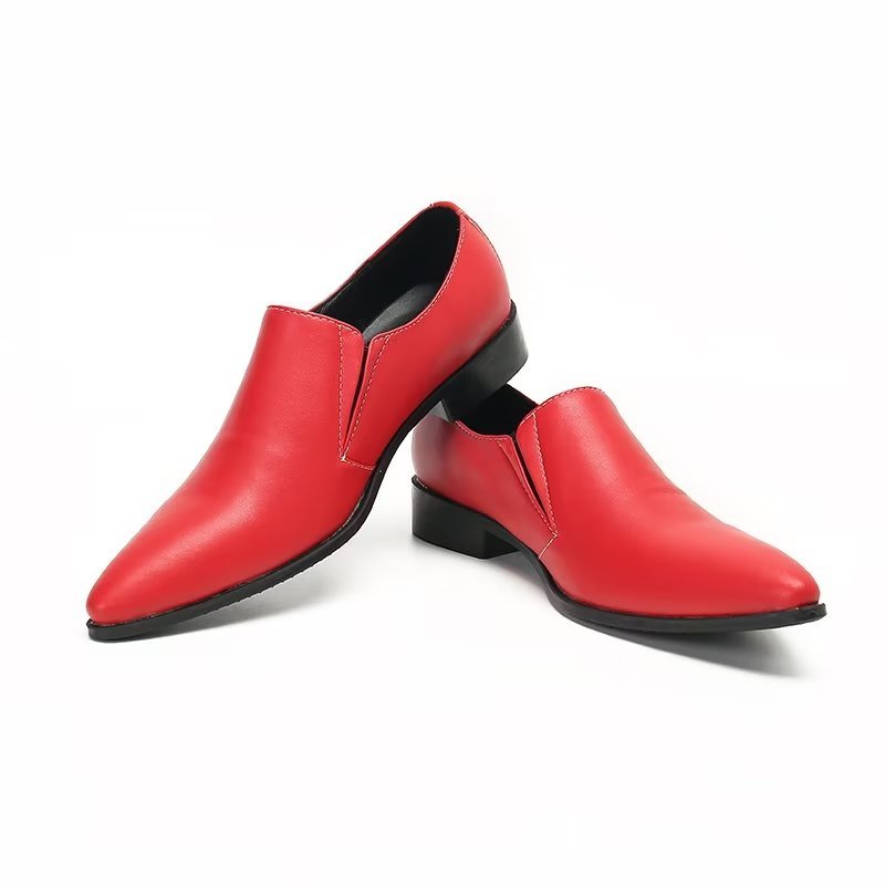 Herenloafers Luxe Glad Leer Elegante Instappers - Rood