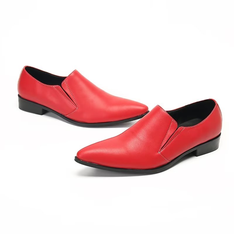 Herenloafers Luxe Glad Leer Elegante Instappers - Rood