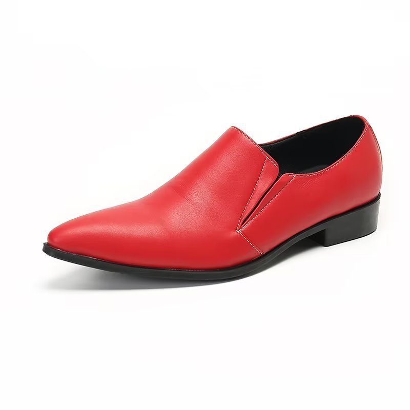 Herenloafers Luxe Glad Leer Elegante Instappers - Rood